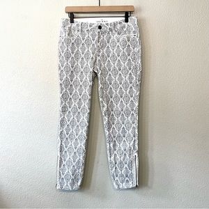 White House Black Market Patterned Ankle Zip Skinny Jeans